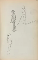 Carnet de croquis italien : Trois hommes debout (page 44)