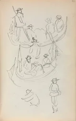 Carnet de croquis italien : Deux gondoles avec personnages