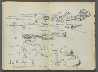 Sketchbook- The Granite Shore Hotel, Rockport, page 092  93 : "The Bridge , Annisquam".