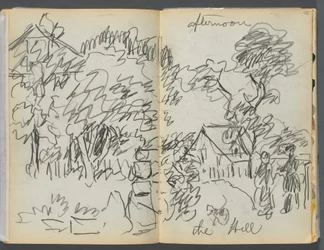 Sketchbook- The Granite Shore Hotel, Rockport, page 104- 105 : "Afternoon , the hill" (Après-midi sur la colline)