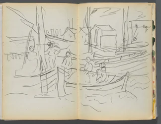 Sketchbook- The Granite Shore Hotel, Rockport, page 114 115 : Figures sur un voilier