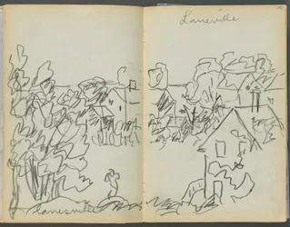 Sketchbook- The Granite Shore Hotel, Rockport, page 144  145 : "Lanesville".