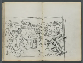 Sketchbook, The Dells, N° 127, page 154  155 : Paysage avec maisons