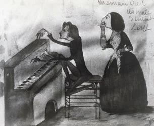 Caricature de Franz Liszt et George Sand à Nohant en 1832