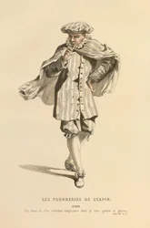 Costume pour le rôle de Scapin, vers 1868 (gravure)