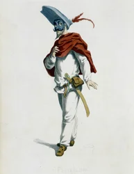 Fritellino de "Masques et bouffons" (comédie italienne), texte et dessins de Maurice Sand, gravures par A. Manceau, préface de Georges Sand, Paris, Michel Lévy Frères