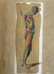 Arlequin - dans « Masques et bouffons » (comédie italienne), texte et dessins de Maurice Sand, gravures par A. Manceau, préface de Georges Sand