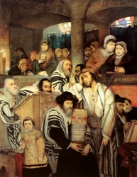 Juifs priant à la synagogue le jour de Yom Kippour