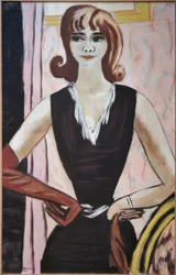 Portrait de Quappi en rose et violet