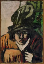 Femme avec chapeau et manchon