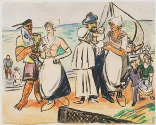 Pêcheurs hollandais sur la plage