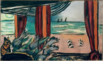 Paysage de la mer du Nord avec tentes