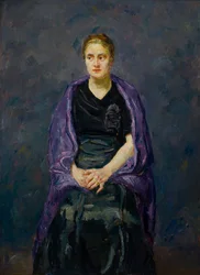 Portrait de Mink avec un châle violet