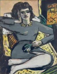 Femme au repos avec des œillets, portrait de Quappi
