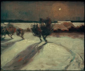 Paysage enneigé au clair de lune
