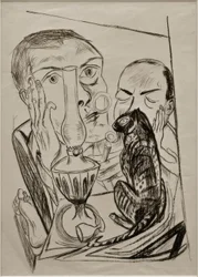 Autoportrait avec chat et lampe