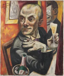 Autoportrait au verre de champagne