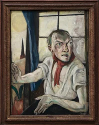 Autoportrait avec écharpe rouge