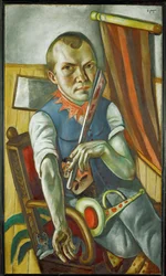 Autoportrait en clown (peinture sur toile)