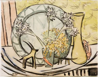 Nature morte avec bouquetin et narcisses