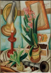 Nature morte avec bougie allumée