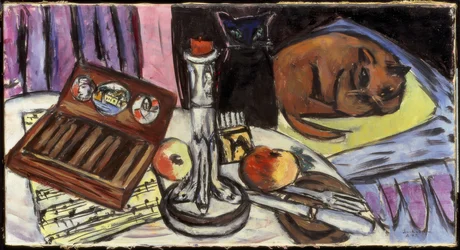 Nature morte avec chandelier en argent (Nature morte avec chats)