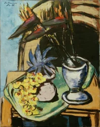 Nature morte avec strelitzias et orchidées jaunes