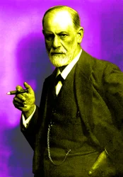 Sigmund Freud (1856-1939), psychanalyste autrichien, en 1921 (photo de Max Halberstadt), document colorisé