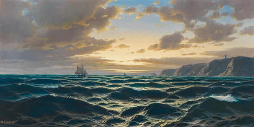 French : Marine, soleil couchant sur la côte