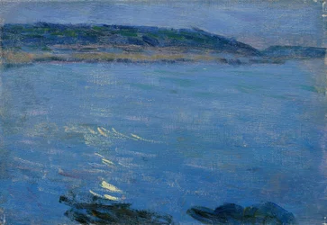 Paysage marin bleu au clair de lune