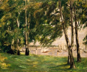 Vue du Wannsee avec des voiliers