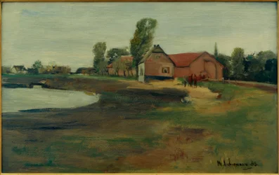 Rue du village à Militsch (Paysage avec étang)