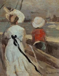 Femme avec enfant dans un voilier