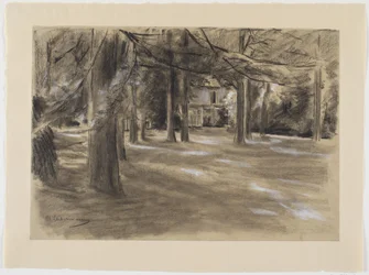 Paysage de parc hollandais avec une maison