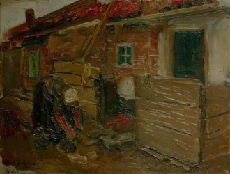 Maison de paysan hollandaise avec femme