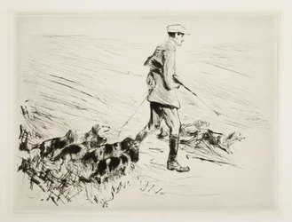 Chasseur avec des chiens