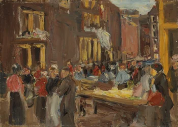 Quartier juif à Amsterdam; Judengasse à Amsterdam, coin Jodenbreestraat, 1905