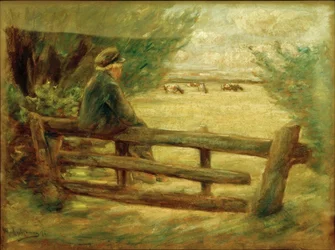 Garçon avec des vaches