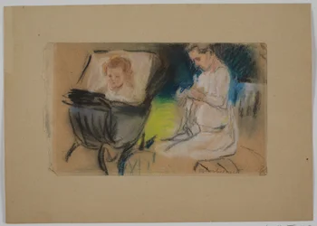 Enfant dans une poussette et nourrice