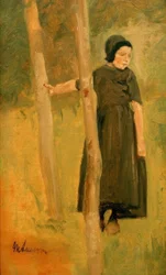 Enfant sous les arbres
