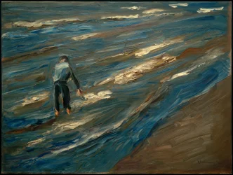 Pêcheurs de coquillages sur la plage - Mer bleue