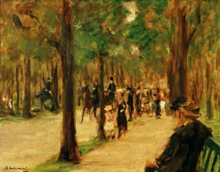 Promenade dans le Tiergarten avec des promeneurs et un cheval