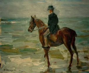 Cavalier au bord de la mer vers la gauche