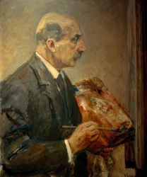 Autoportrait avec palette au chevalet, de profil