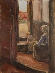 Le premier pas (Mère et enfant, petite esquisse)