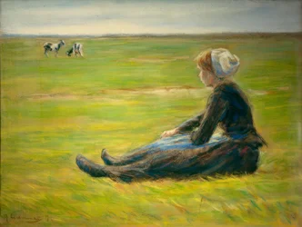 Bergère de chèvres dans les dunes
