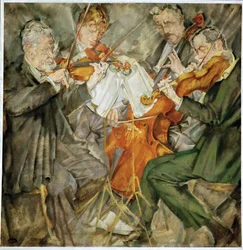 Le célèbre Rose-Quartet. Arnold Rose, à gauche (huile sur toile)
