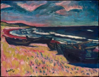 Bateaux sur la plage de Nida