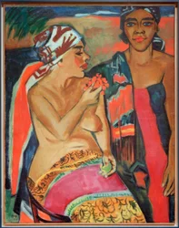 Femmes avec tapis coloré