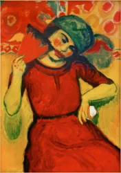 Fille avec un éventail rouge